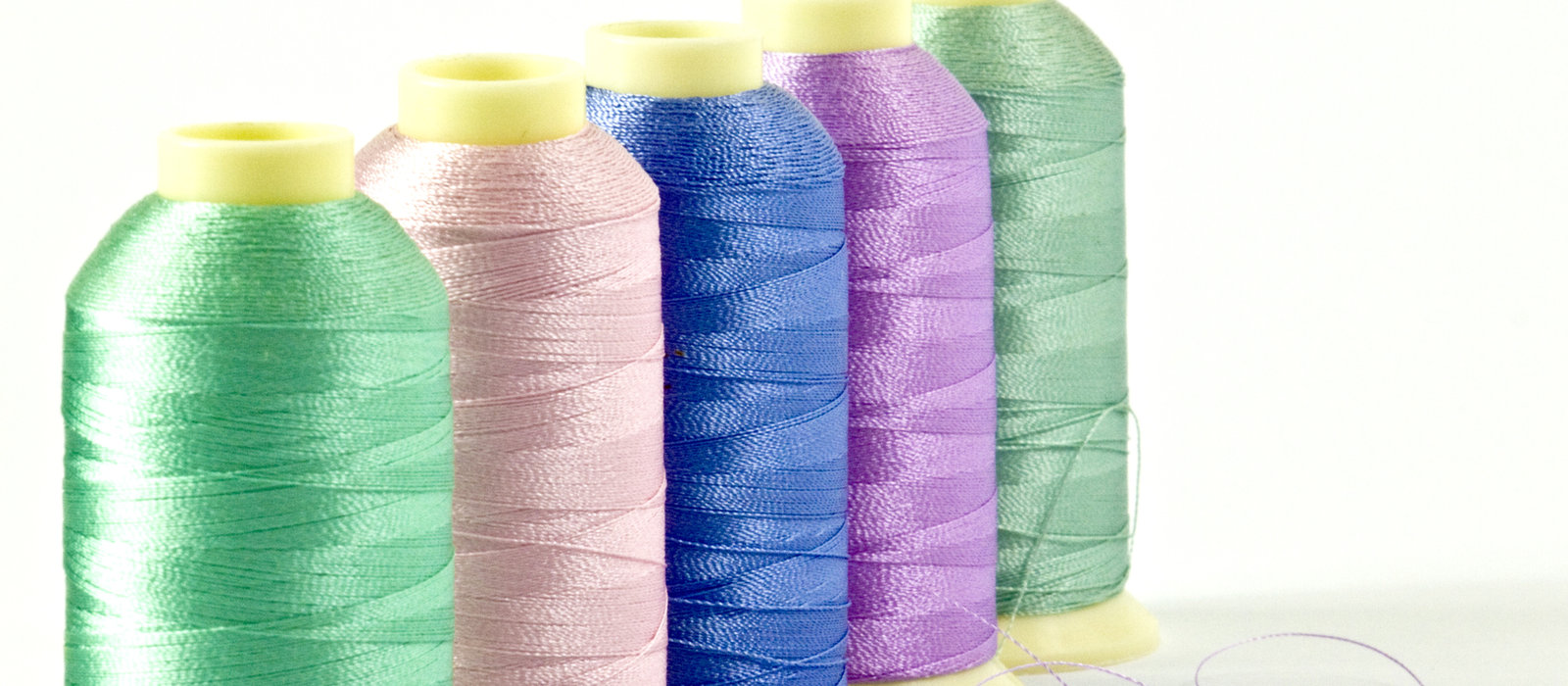 Colourful embroidery threads on the wall at Middy Embroidery studio